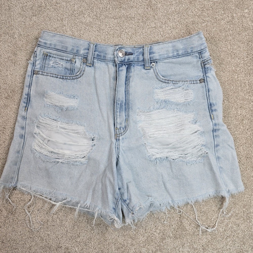 American Eagle Shorts Womens‎ 6 Blue Mom High Rise Strigid Distressed Denim Jean